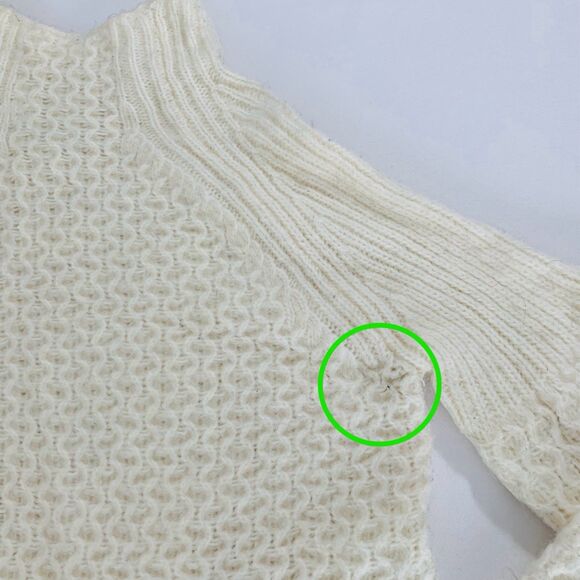 Anthropologie Bia Sweater S Cream Mock Neck Fluffy Cable Chunky Knit Puff Preppy - Picture 6 of 14